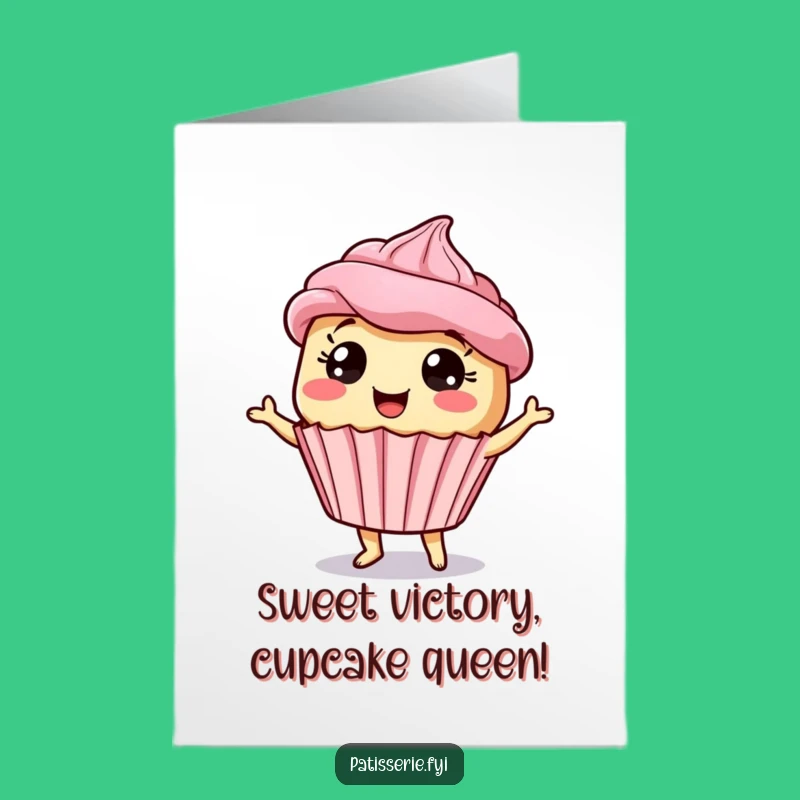 Free Printable Cupcake Congrats Card: Giddy Dancer Cheers Wins, Funny Downloadable Gift for Celebration