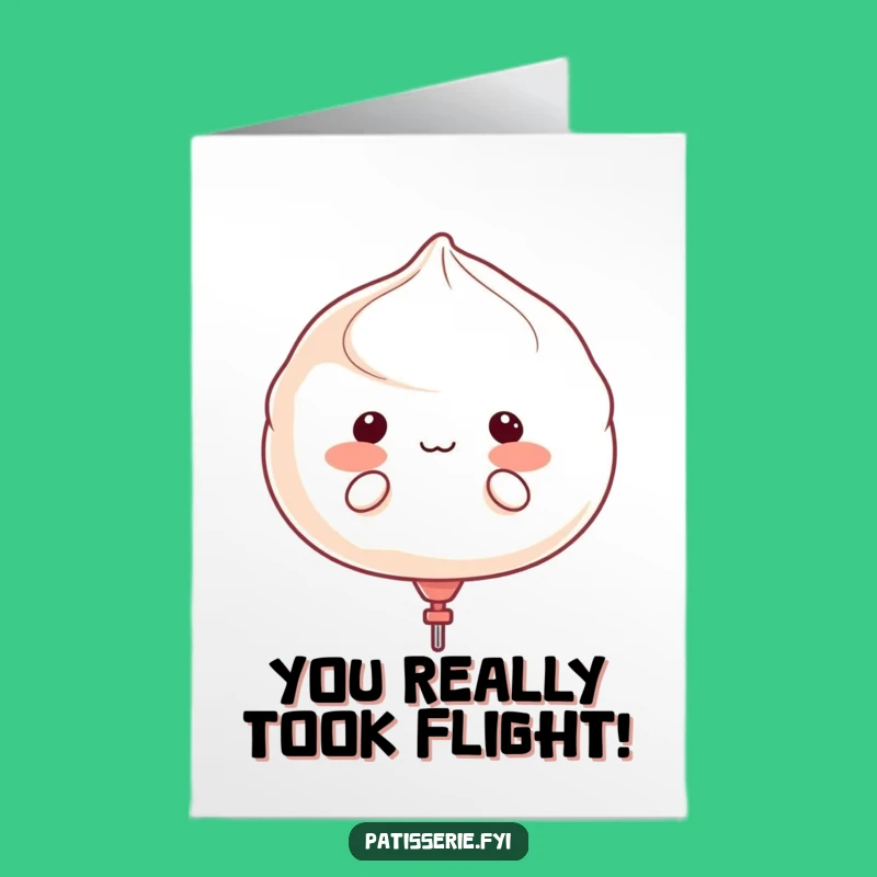 Free Printable Meringue Congrats Card: Funny Balloon Character Celebrate Downloadable Gift