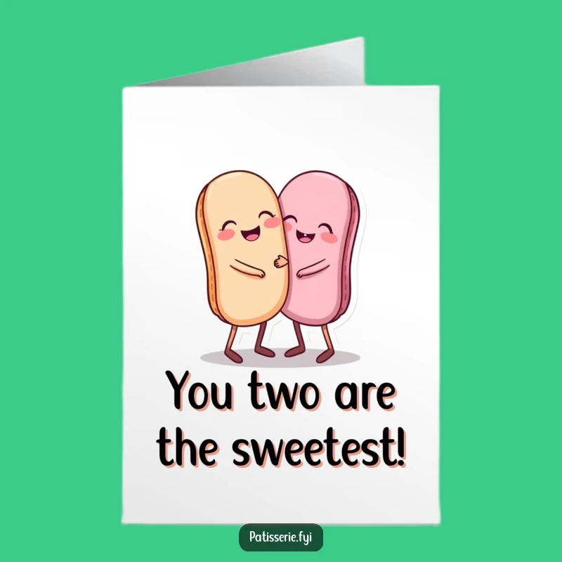 Free Printable Congrats Card: Giggling Macarons Hugging Funny Downloadable Gift