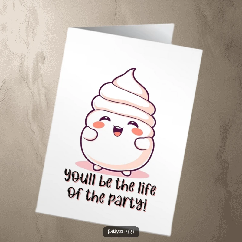 Funny Free Printable Congratulations Card showing a joyful meringue character overcome with infectious laughter.