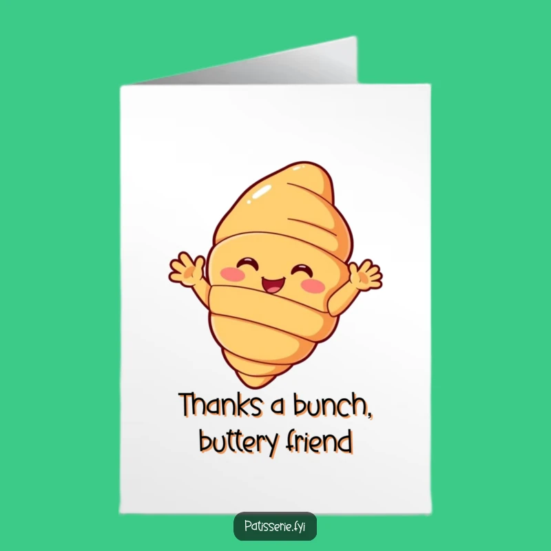 Free Printable Croissant Thank You Card: Waving Pastry Expresses Gratitude, Funny Downloadable Gift