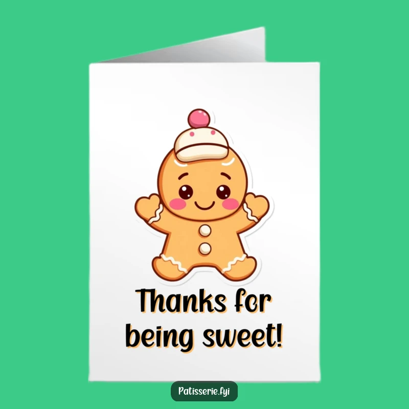 Free Printable Gingerbread Thank You Card: Funny Waving Cookie DIY Downloadable Gift!