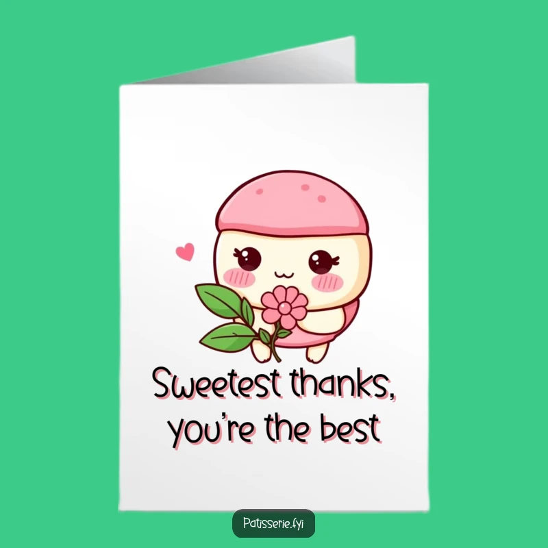 Free Printable Thank You Card: Blushing Macaron with Flower, Cute Downloadable for a Loving Gift