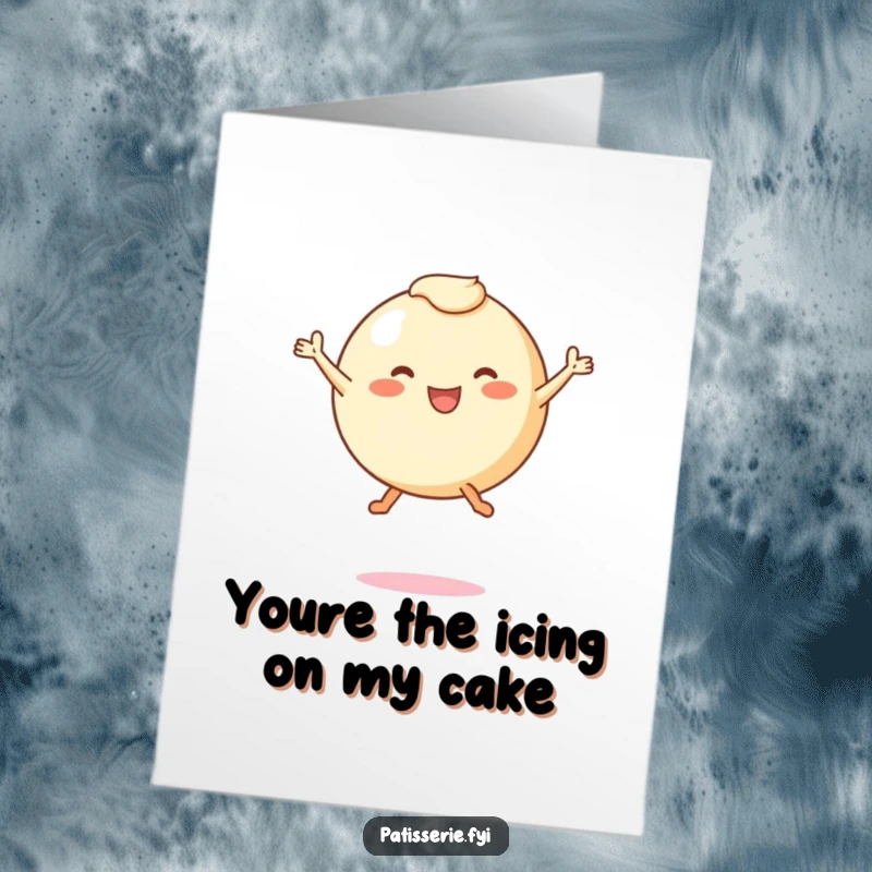 Funny free printable thank you card showing a round pastry character with tiny legs leaping with glee, expressing thanks.