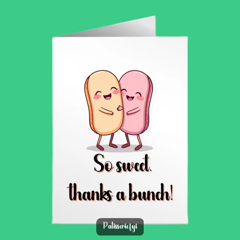 Free Printable Thank You Card: Giggling Macarons Hugging Funny Downloadable Gift