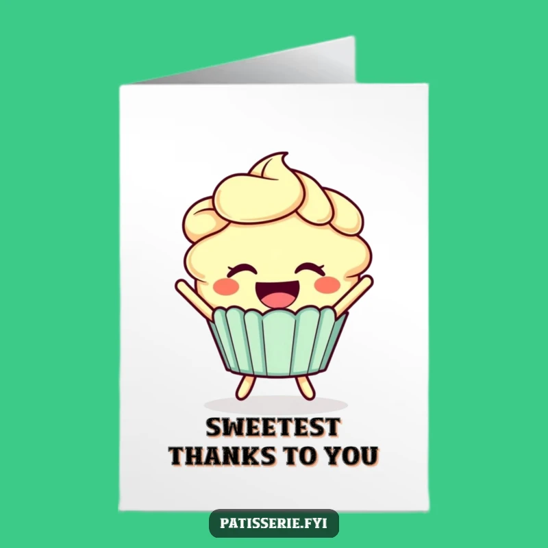Free Printable Thank You Card: Joyful Cupcake, Funny Downloadable Gift of Sweet Gratitude