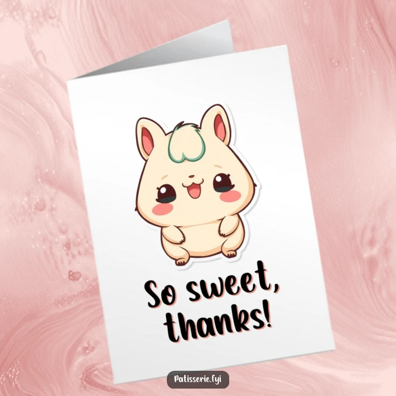 Funny Free Printable Thank You Card: Petit four character playfully sticking its tongue out, offering thanks with attitude.