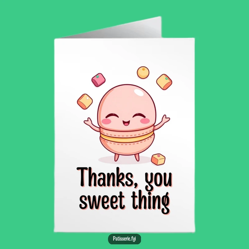Free Printable Thank You Card: Juggling Macaron, Sweet Gratitude Gift
