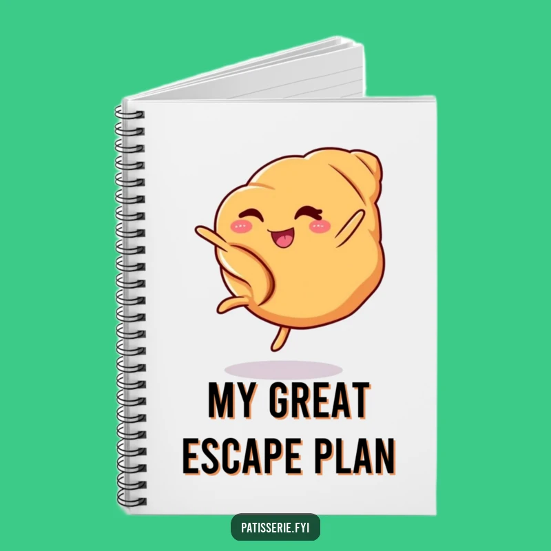 Funny Croissant Cartwheel Notebook - Jot Down Funny Ideas Gift