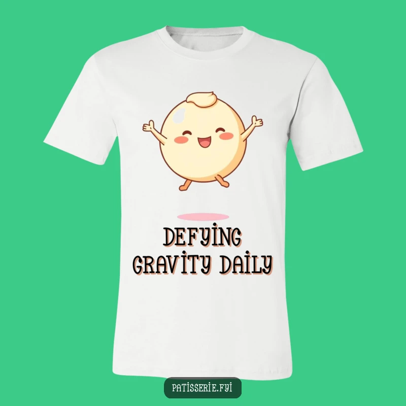Funny Pastry Leap T-Shirt: Joyful Round Character, Perfect Hilarious Gift Tee