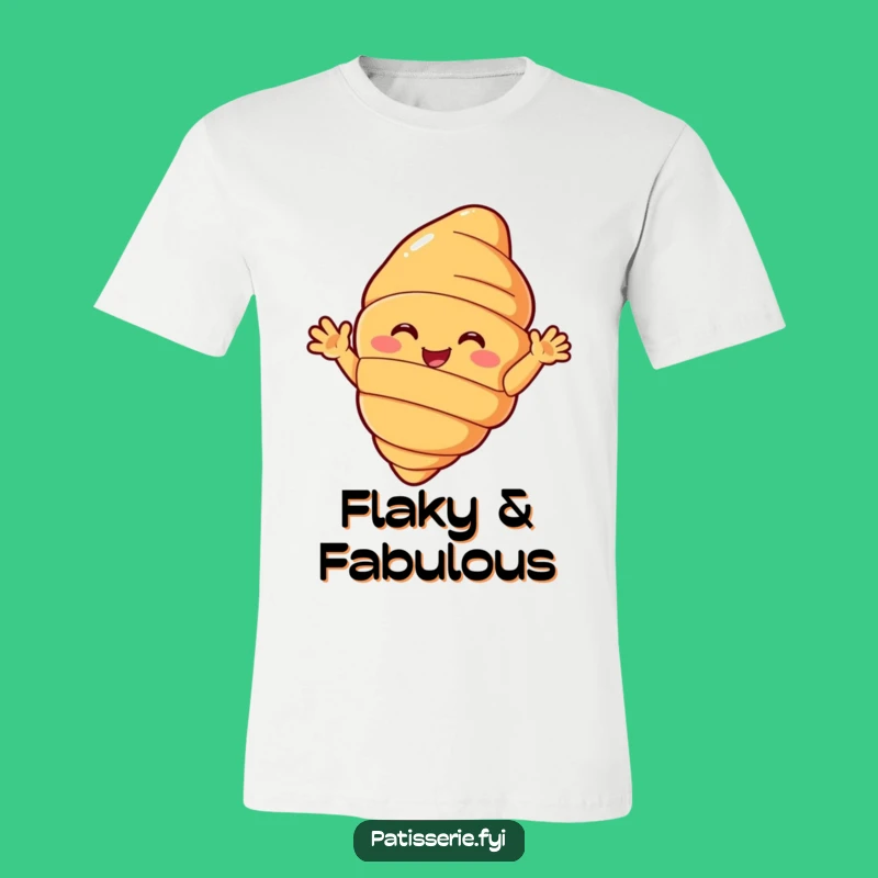 Funny Croissant Waving T-Shirt - Enthusiastic Pastry Character Tee, A Hilarious Gift