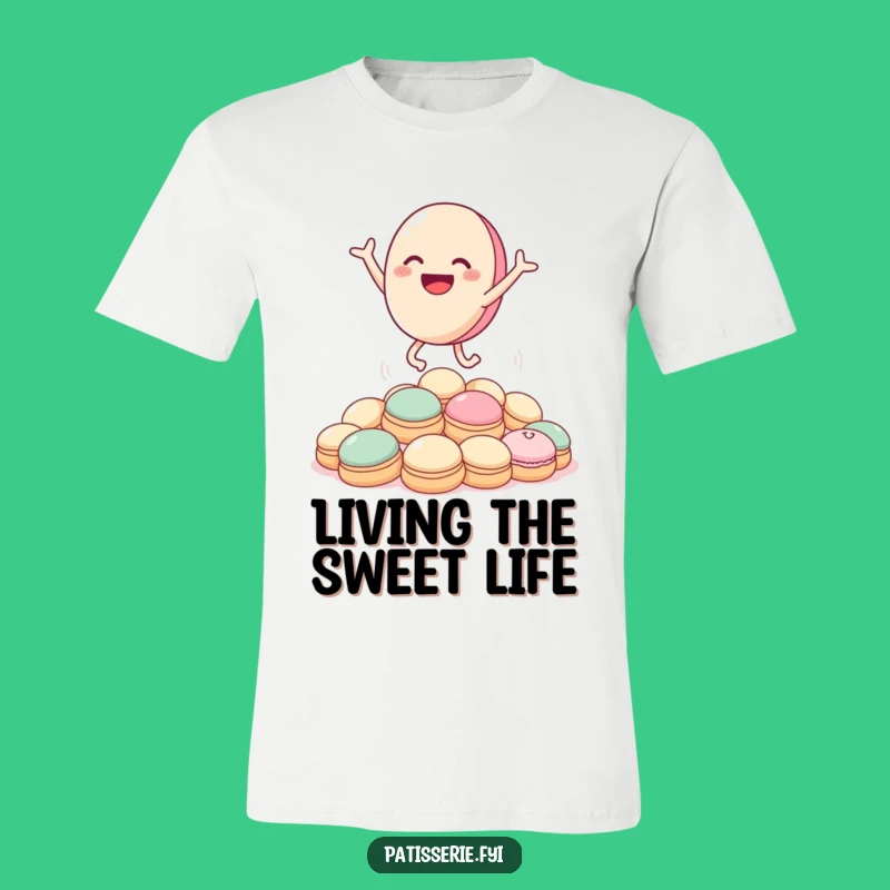 Funny Macaron Leap T-Shirt: Hilarious Dessert Graphic Tee Gift
