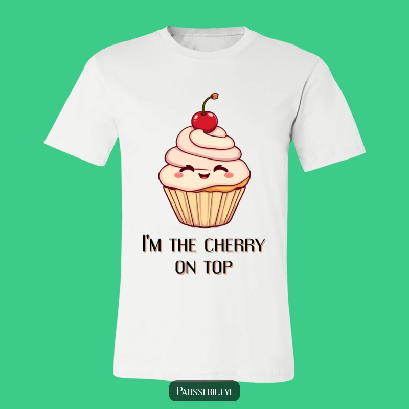 Funny Cupcake T-Shirt: Cheerful Wink, Cherry Topper, Sweet Treat Tee