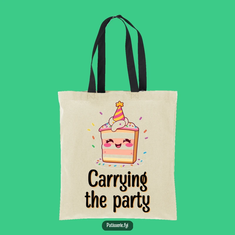 Funny Smiling Cake Tote Bag, Juggling Sprinkles Party Accessory