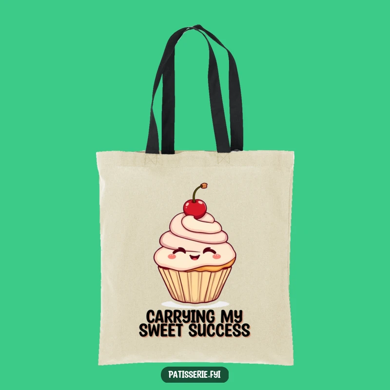 Funny Cupcake Tote Bag: Cheerful Wink, Cherry Topper, Carry Your Sweetness