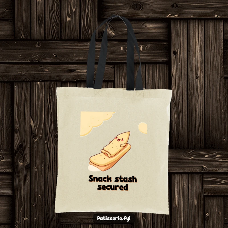 Funny Tote Bag featuring a jolly samosa sliding down a pita bread ramp, ideal for carrying snacks and everyday items.